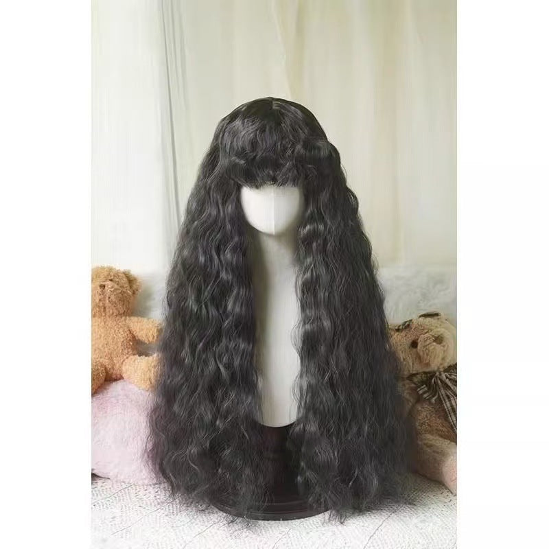 Style Pastoral Small Linen Gold Black Brown Wig Long Curls