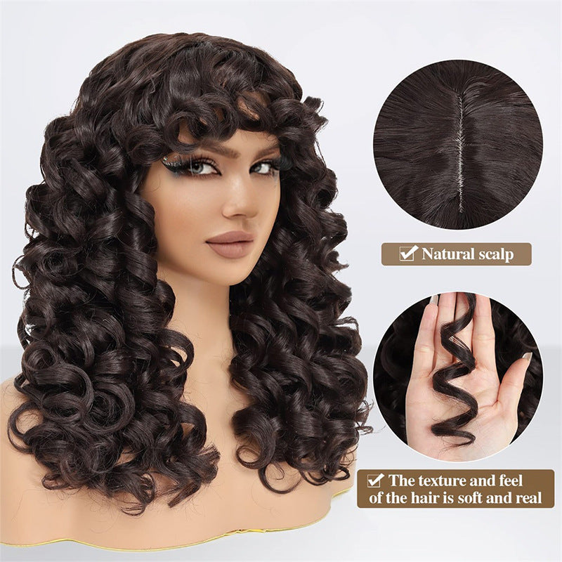 Women's Small Roll Chemical Fiber Rose Net African Wig Long Curls