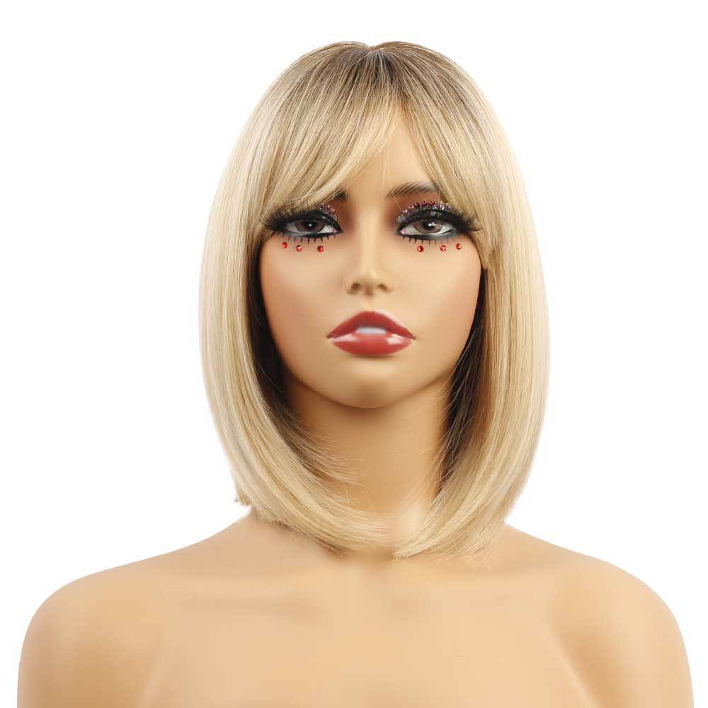 Trendy Female Gradient Wave Chemical Fiber Wig Short Straight Hair