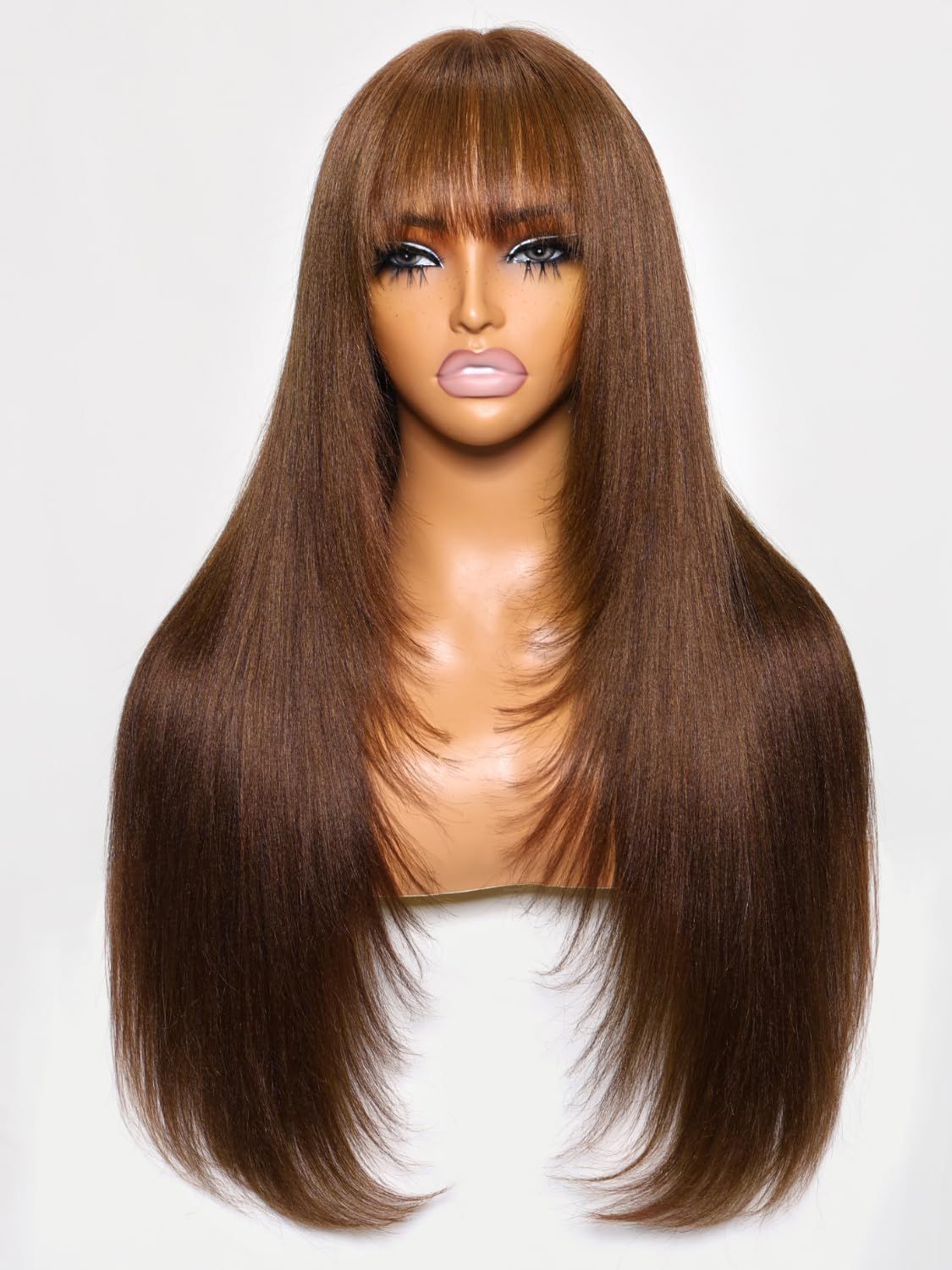 Popular Women's Bangs Layered Full Top Long Straight Wig