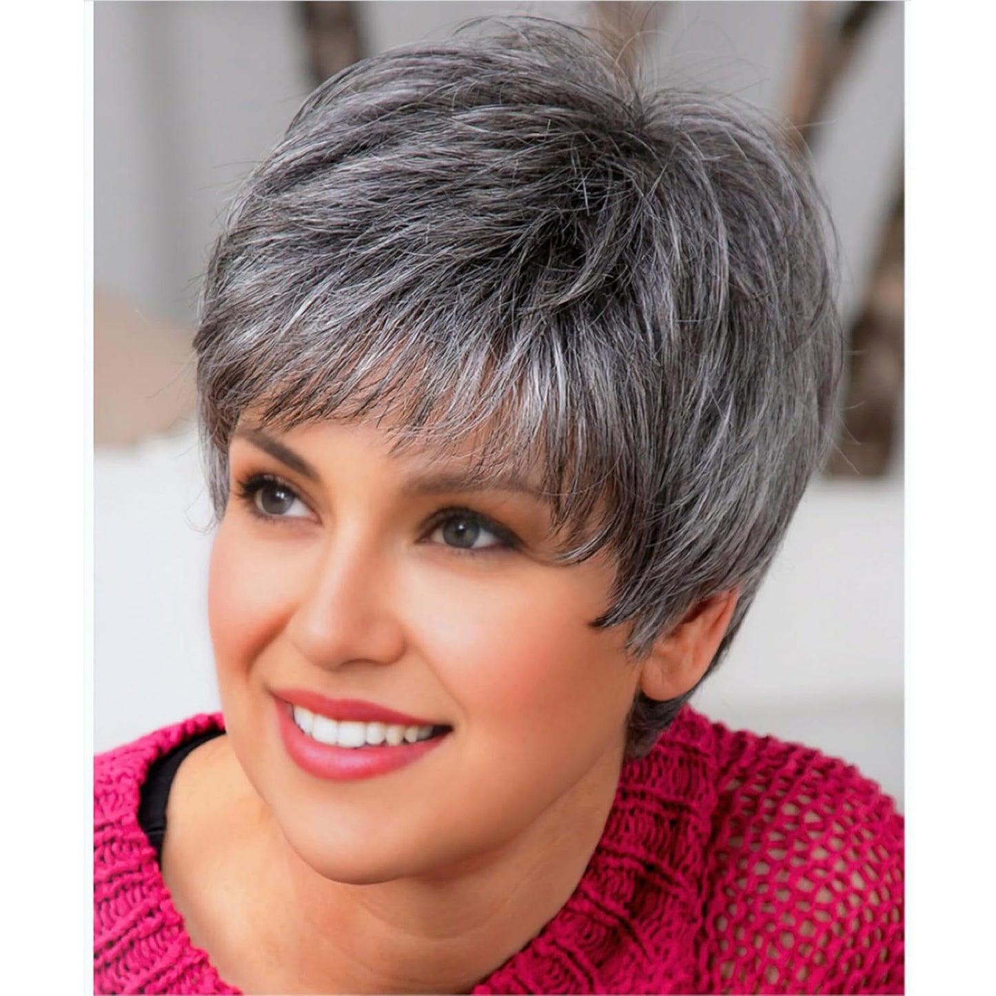 Short Light Gray Delivery On The Real Hair Wig