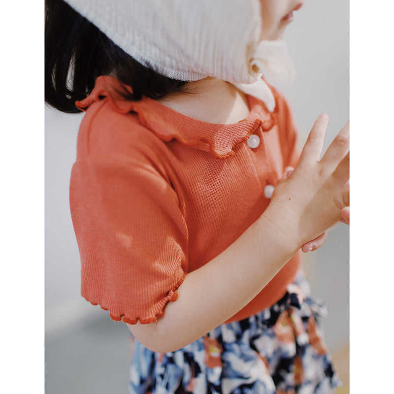 Children's Shirt Loose Top Doll Collar Infant Children's T-shirt