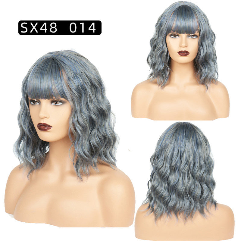 Corn Curler Headband Bangs Fiber Water Wig Short Curly Hair