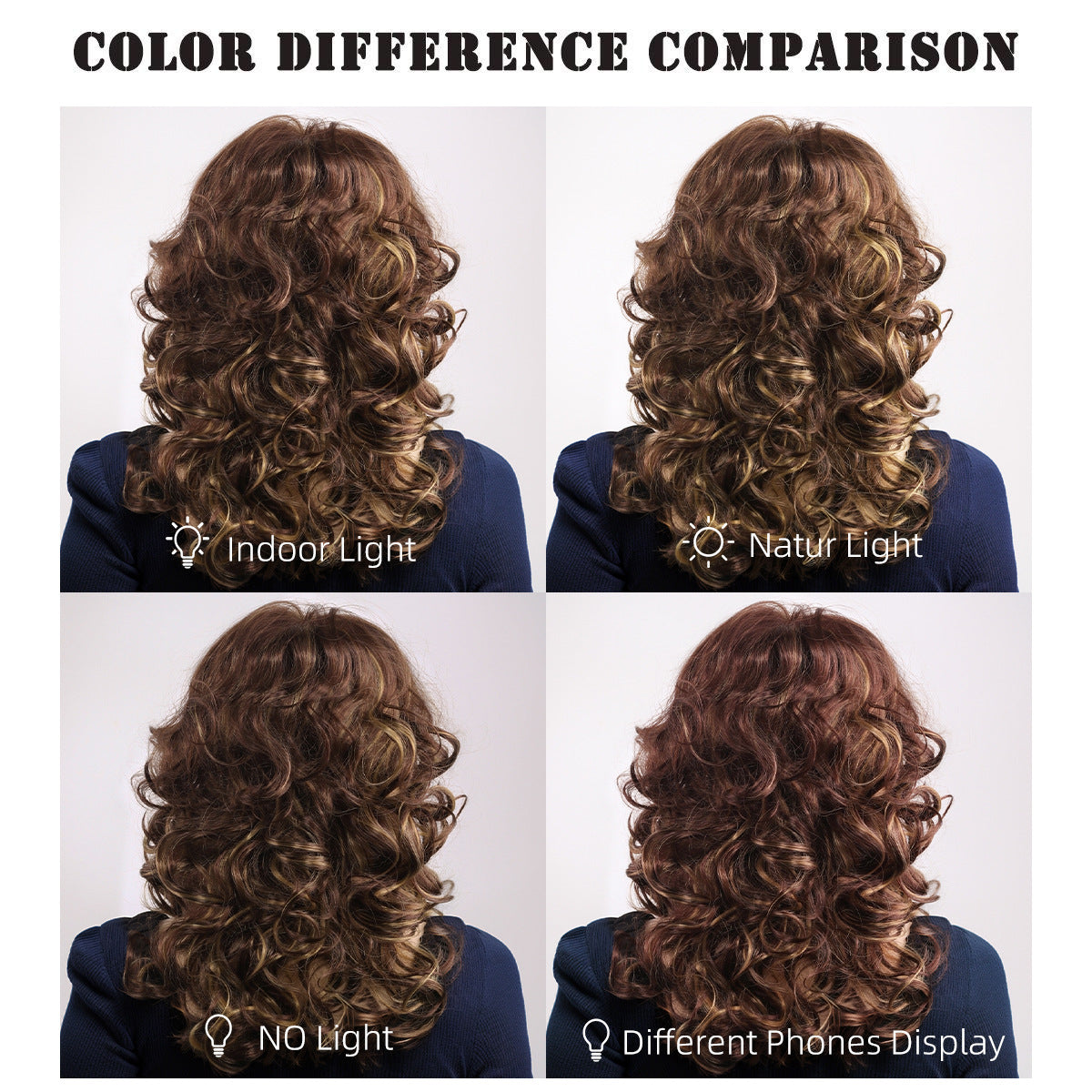 Female Straight Bangs Brown Natural Full Top Daily Wig Short Curly Hair