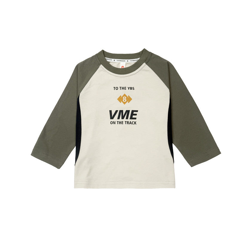 Children's Vintage Floral Print Long Sleeves Bottoming Shirt Outdoor Children's T-shirt