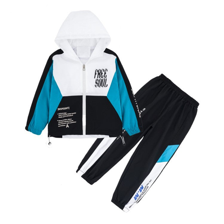 Children's Medium Large Sports Two Piece Set Handsome Fashionable Children's Suit