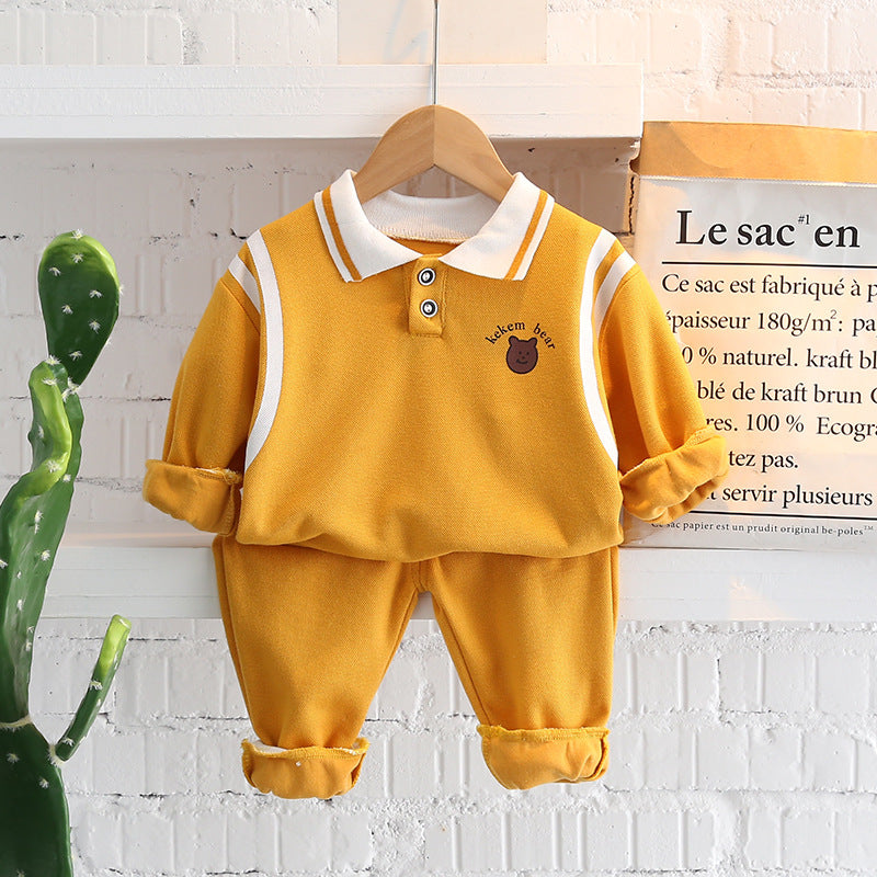 Children's Two-piece Cartoon Lapel Boys Autumn Clothing Children's Suit