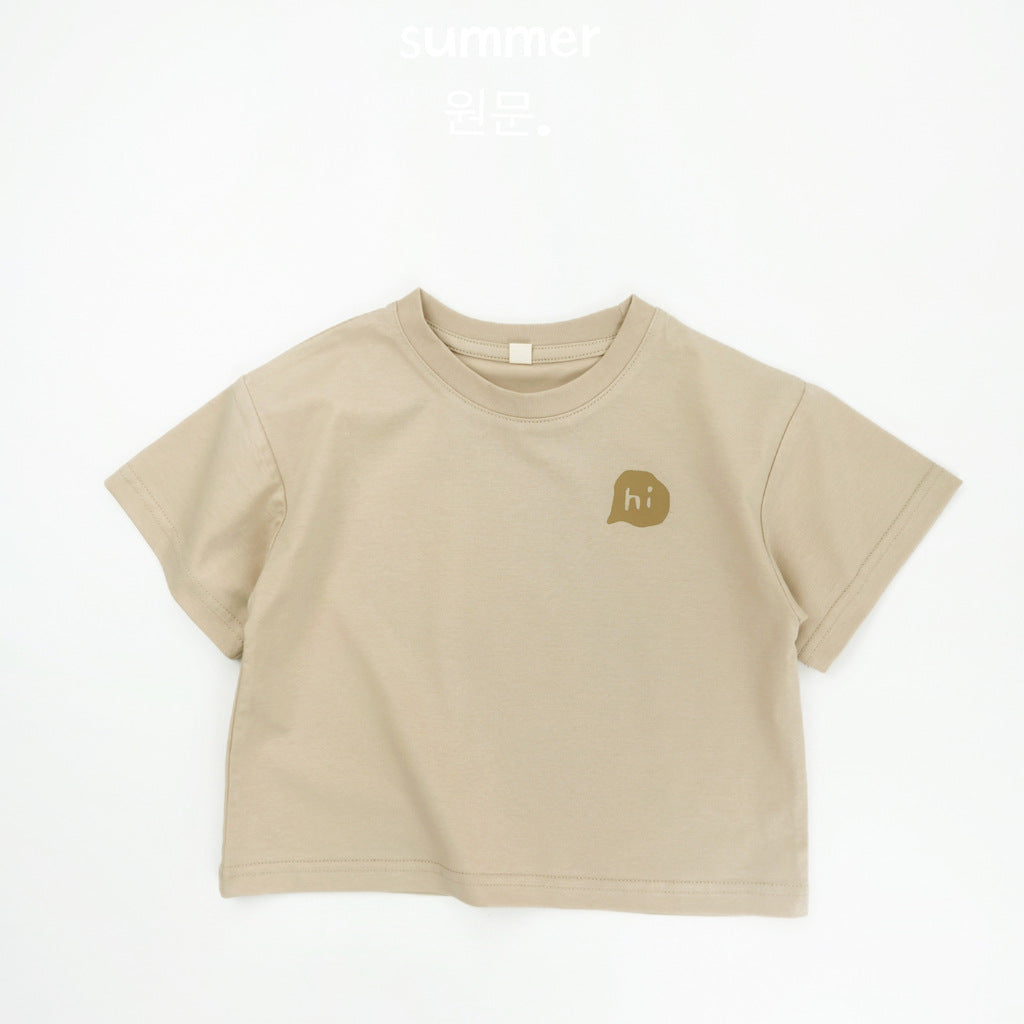 Children's Clothes For Boys Korean Style Fresh Letters Half Sleeve Shirt Children's T-shirt