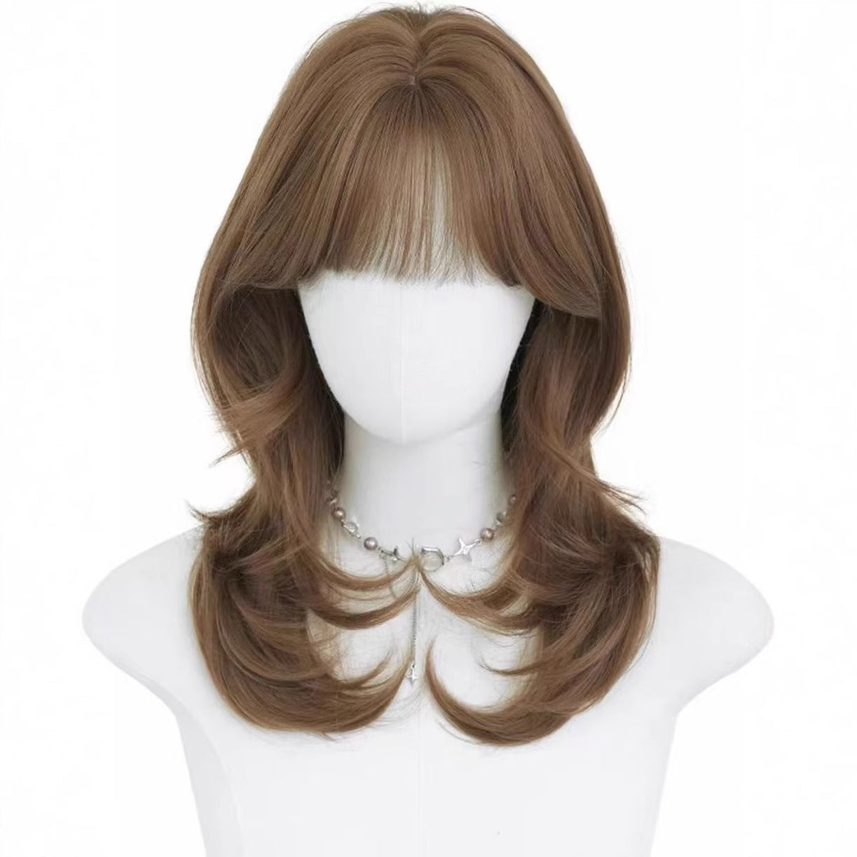 Lolita Female Milk Coffee Color Warped Cute Style Wig Short Curly Hair