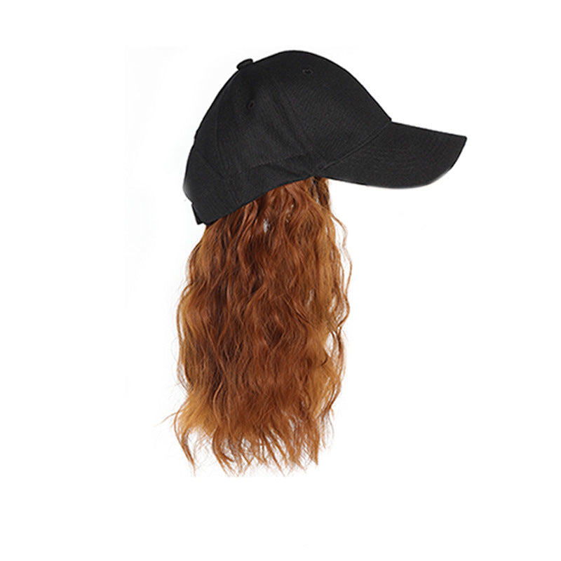 Hat Fashion Black Peaked Cap Corn Wig Short Curly Hair