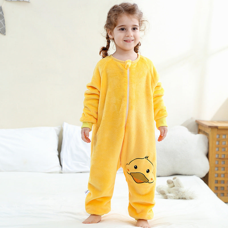 Children's Cute Flannel Jumpsuit Infant Toddler Cartoon Crawling Christmas Jumpsuit, Climbing Suit