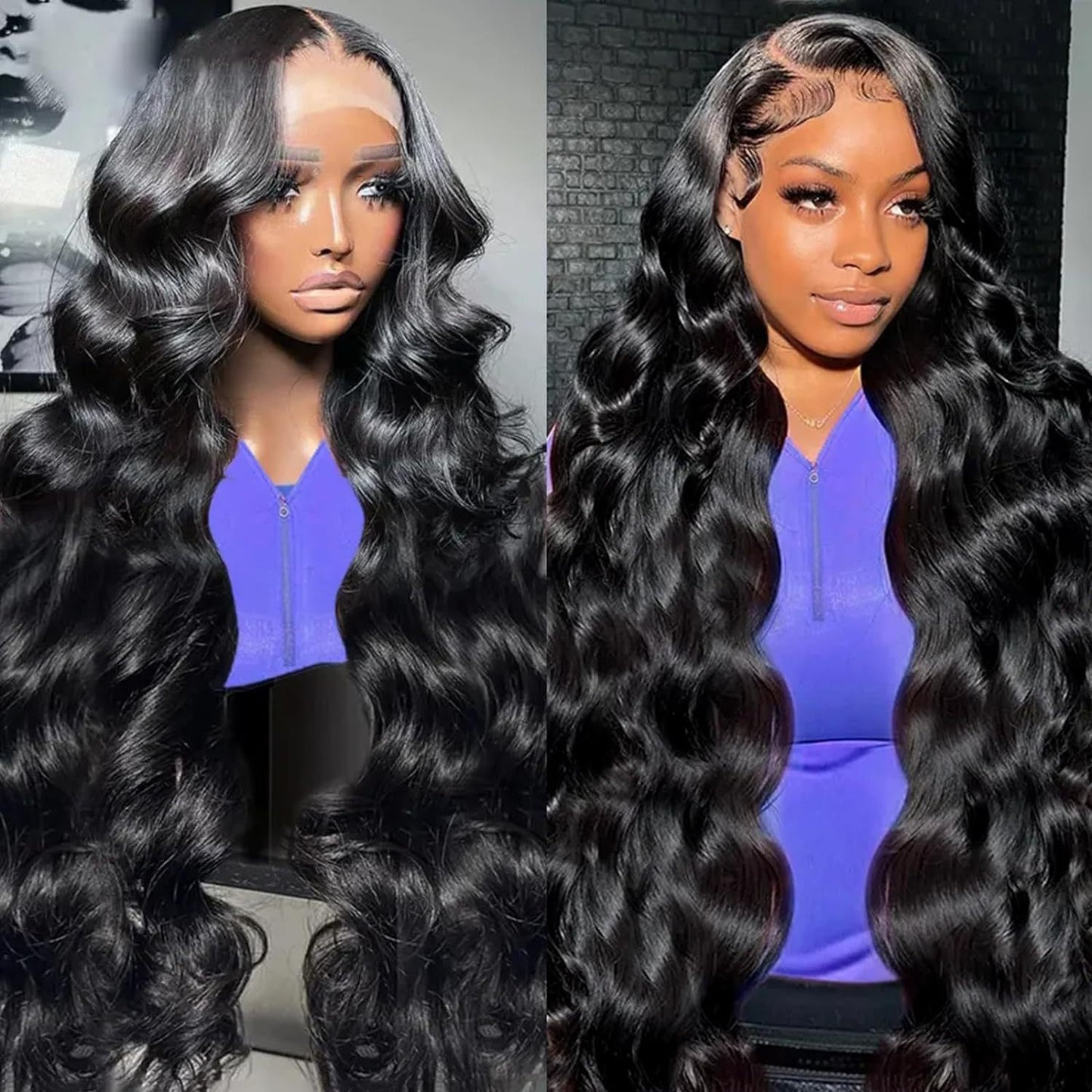 Medium Black Curly Hair Front Lace Wig Long Curls