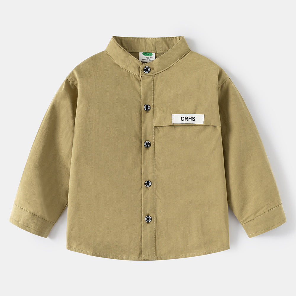 Children's Clothing Long-sleeved Medium Large Stand Collar Children's Shirt