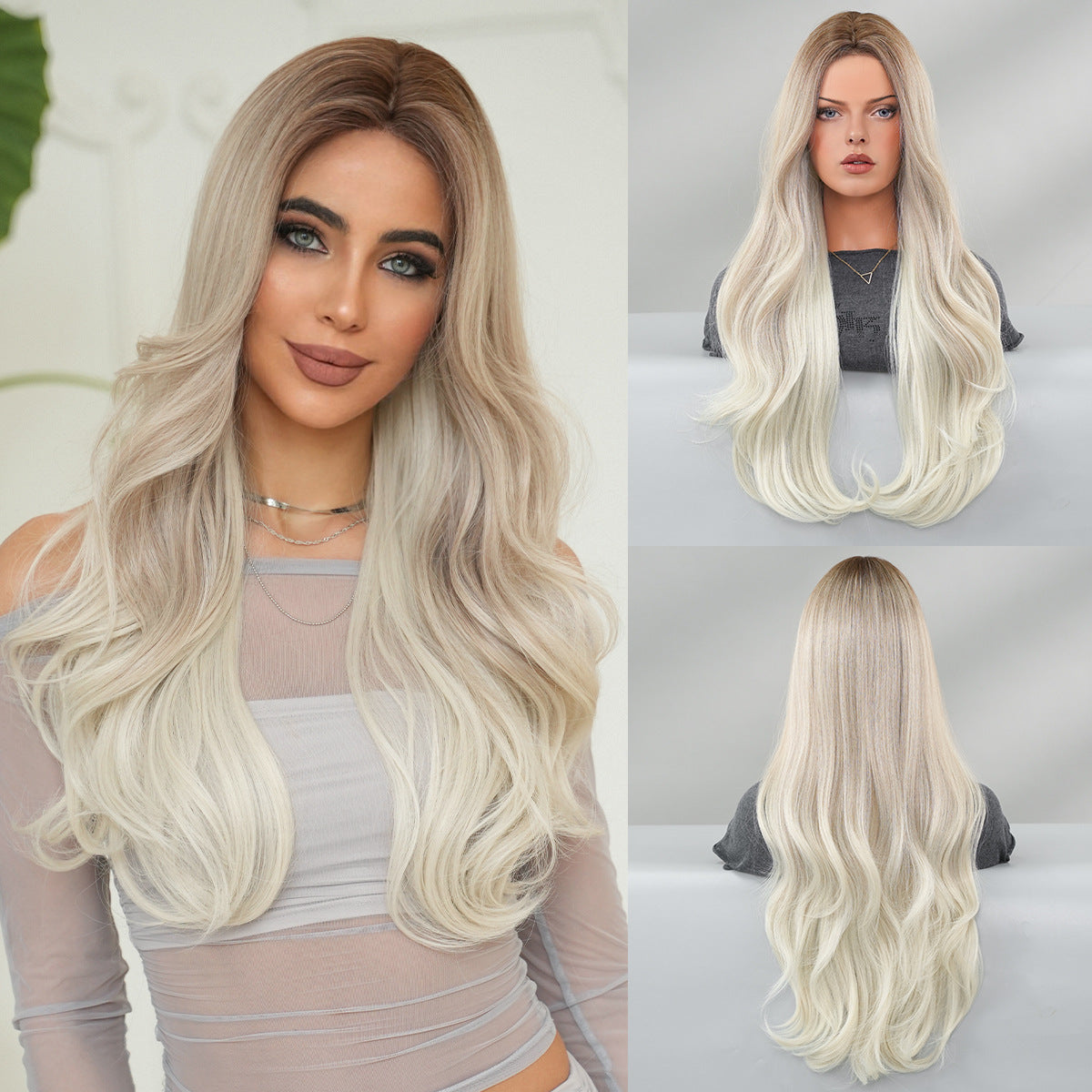 Brown Small Lace Female Forehead Hand Crocheting Natural Curly Hair Wig Long Curls