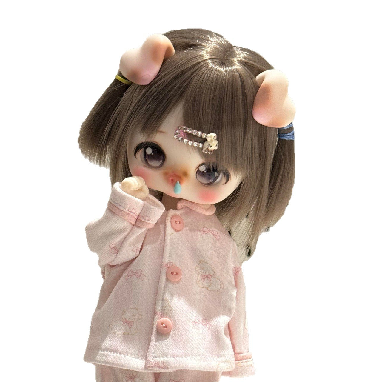 Points Bear Sister Combination Hair Embryo Straight Cos Wig
