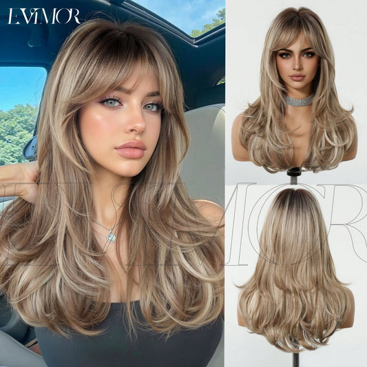 Bangs Curly Hair Atmosphere Idle Style Full Top Wig Long Curls