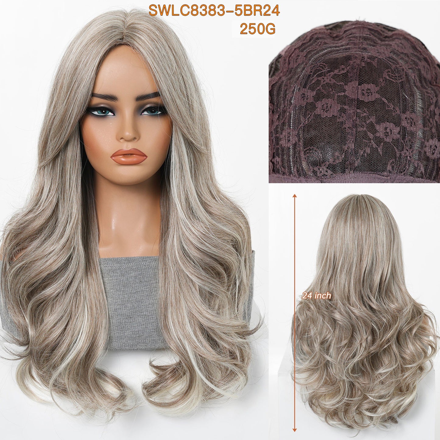 Cover Mixed Golden Curly Hair Big Wig Long Curls