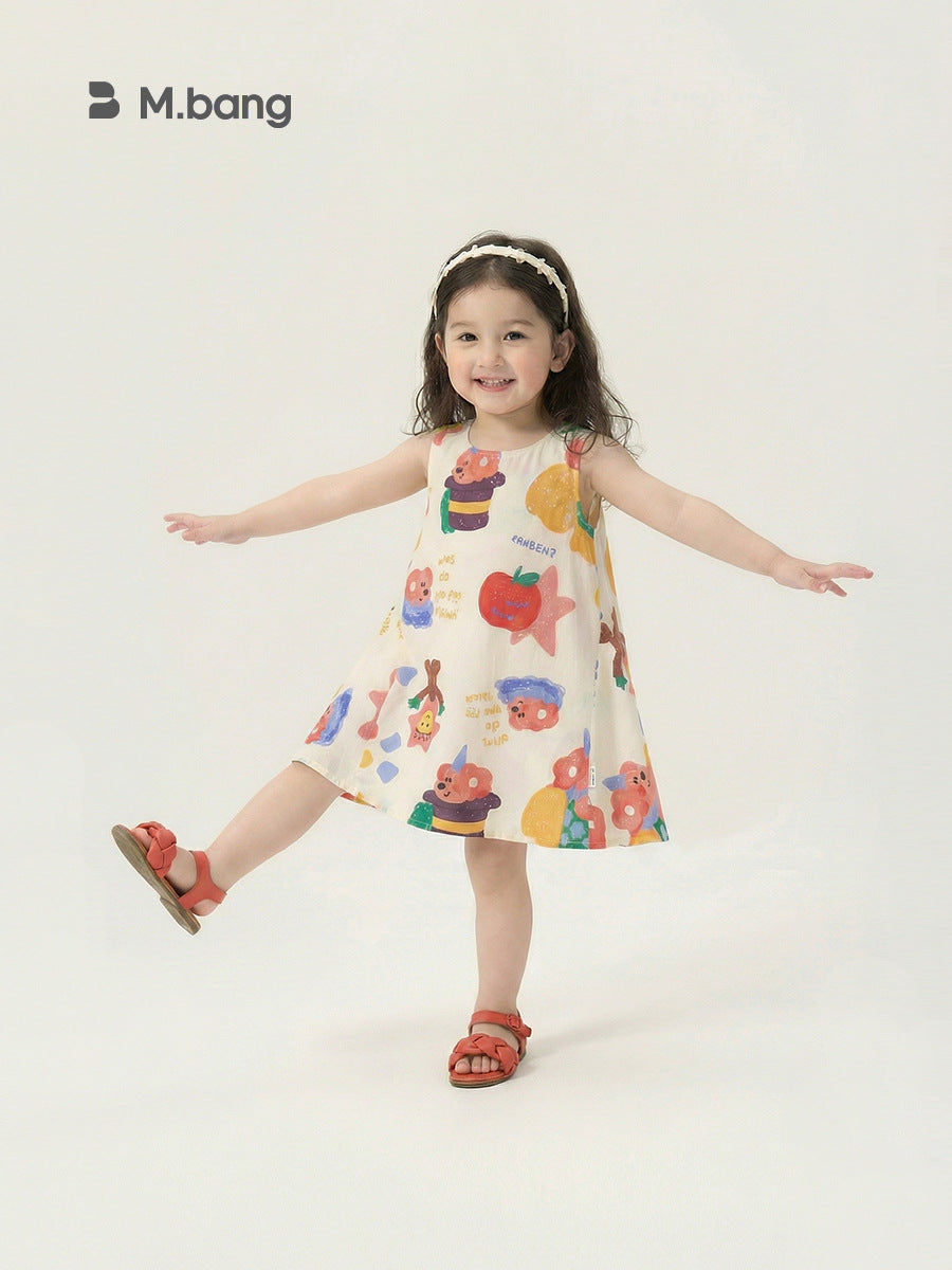 Children's Skirts Iti Cartoon Woven Clothing Thin Children's Dress