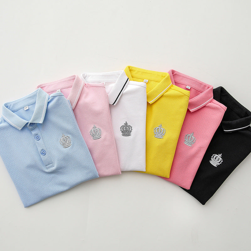 Children's Summer Korean Style Short-sleeved Medium Big Cotton Shirt Polo Children's T-shirt
