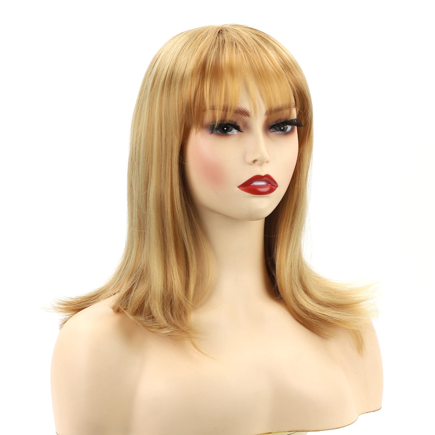 Women's Head Golden Chemical Fiber Sheath Wig Short Curly Hair