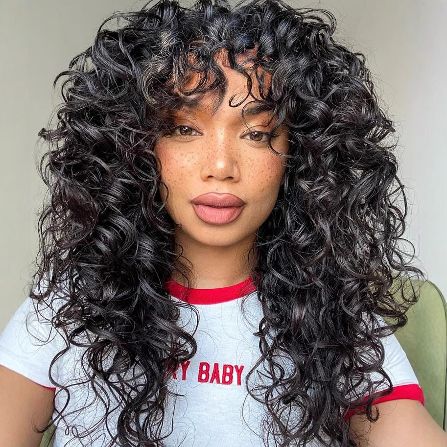 Women's African Small Volume Fiber Fluffy Short Wig Long Curls
