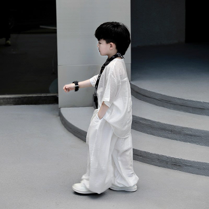 Children's Summer Pu Short Sleeve Anti Mosquito Pants Two-piece Boy Thin Children's Suit