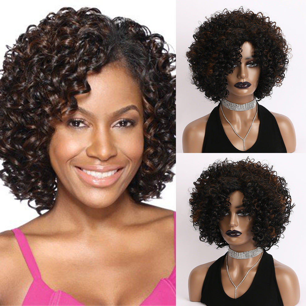 Fashion Elastic Net Black Small Head Wig Short Curly Hair