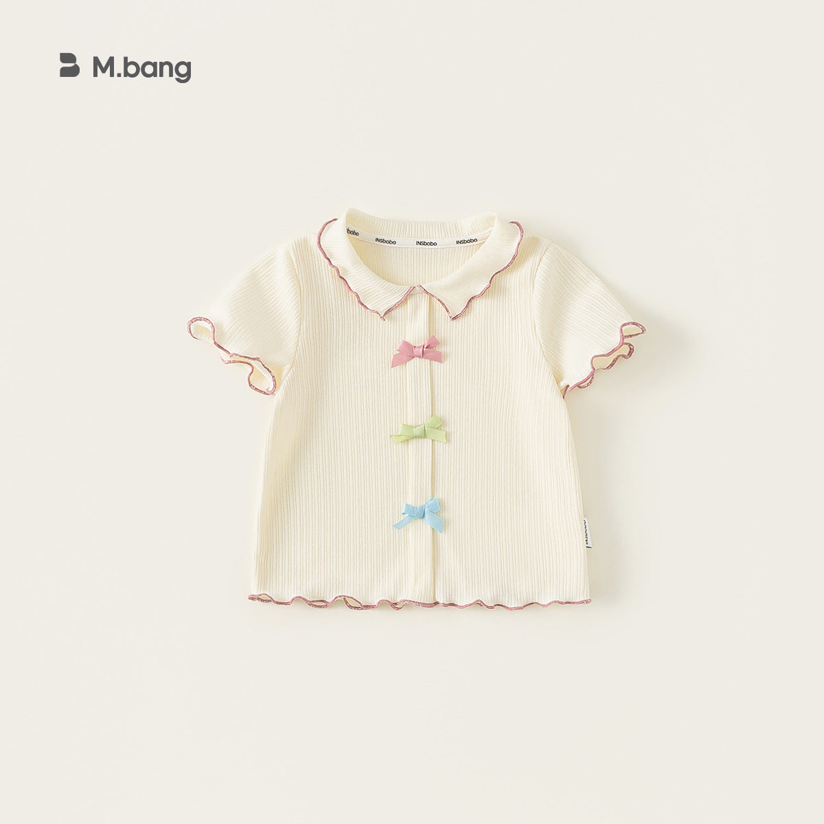 Children's Clothing Bowknot Summer Clothes Wooden Ear Sweet Style Short Sleeve Children's T-shirt