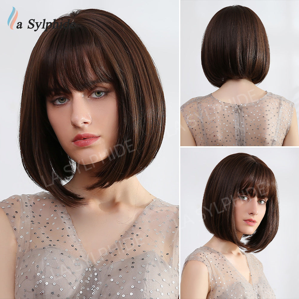 Women's Fashion Short Golden Style Natural Simulation Real Hair Wig