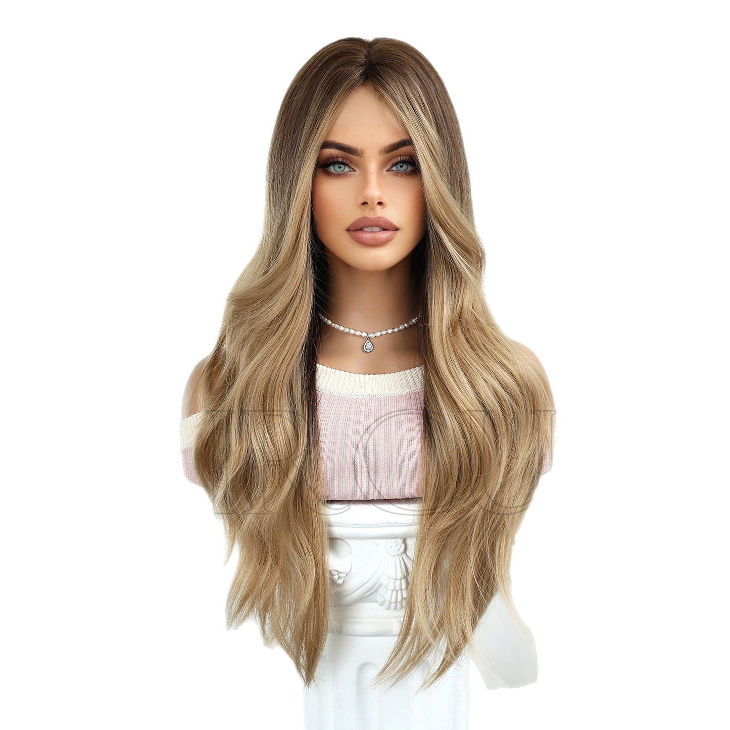Dyed Head Cover Mechanism Chemical Fiber Hair Waves Roll Layers Wig Long Curls