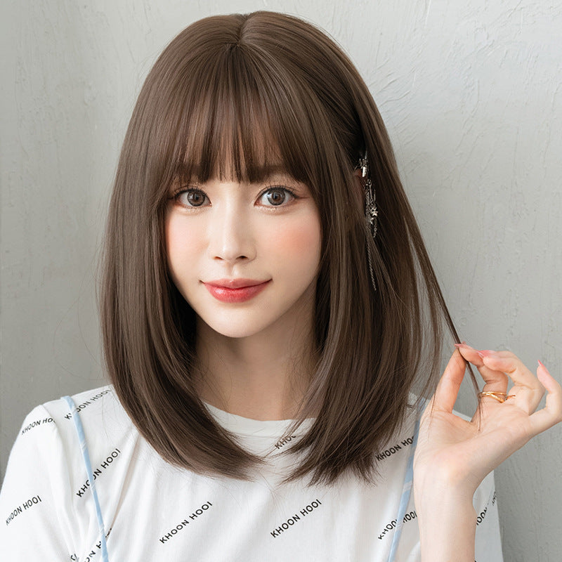 Women's Top Head Cover Sweet Summer Inner Wig Short Straight Hair
