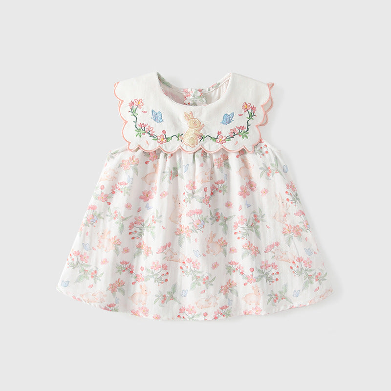 Children's Korean Gentle Fashionable Three-dimensional Embroidered Collar Children's Dress