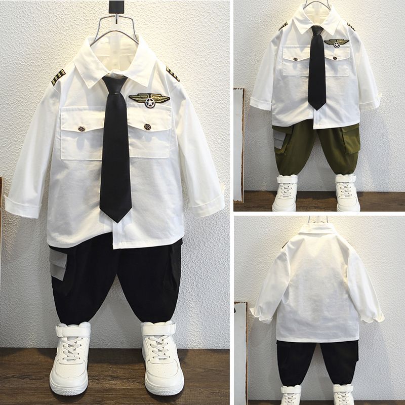 Children's Captain Clothing Fashion T-shirt Summer Clothes Children's Suit