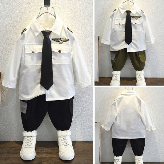 Children's Captain Clothing Fashion T-shirt Summer Clothes Children's Suit