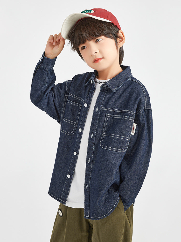 Children's Clothing Boy's Cowboy Autumn Coat Boy Teen Fashionable Long Sleeve Children's Shirt