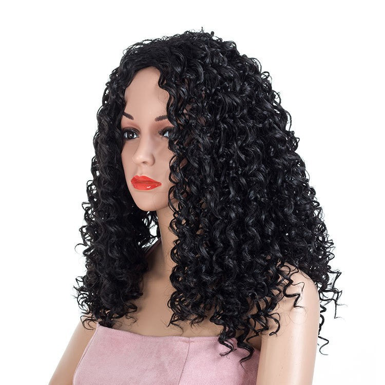 Fashion Head Cover African Medium Small Curly Hair Wig Long Curls