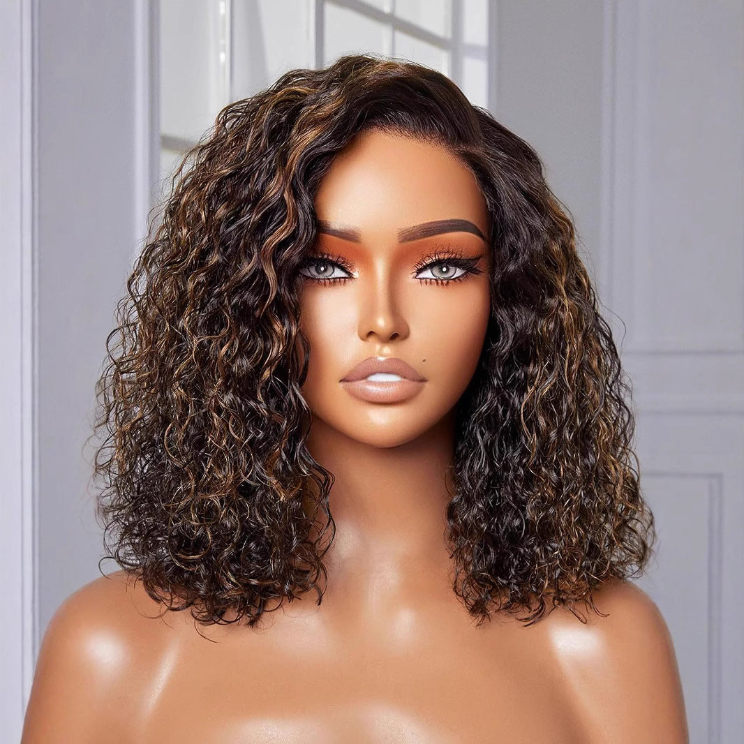 Women's Front Lace Curly Hair African Small Wig Long Curls