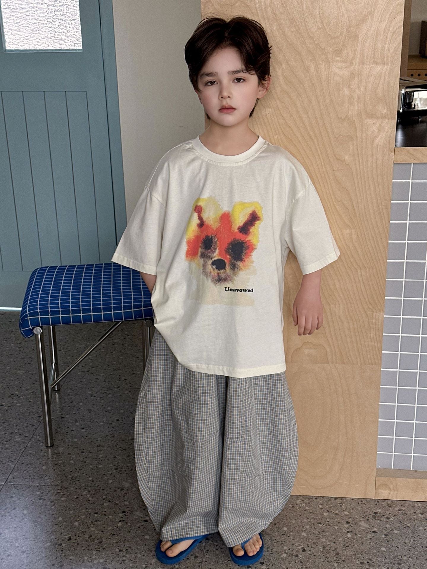 Children's Plaid Trousers Summer Casual Matchet Loose Boys Anti Mosquito Children's Pants