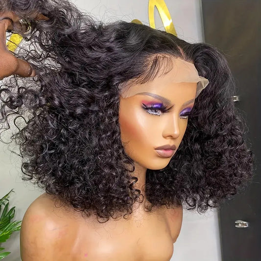 Popular Versatile Graceful Front Lace Bobo Wig Short Curly Hair