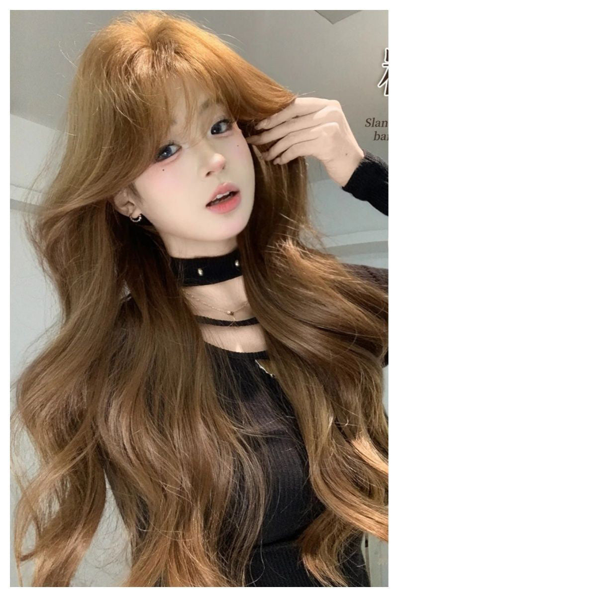Human Hair Silk Seamless Forehead Big Scalp Straight Bangs Wave Wig