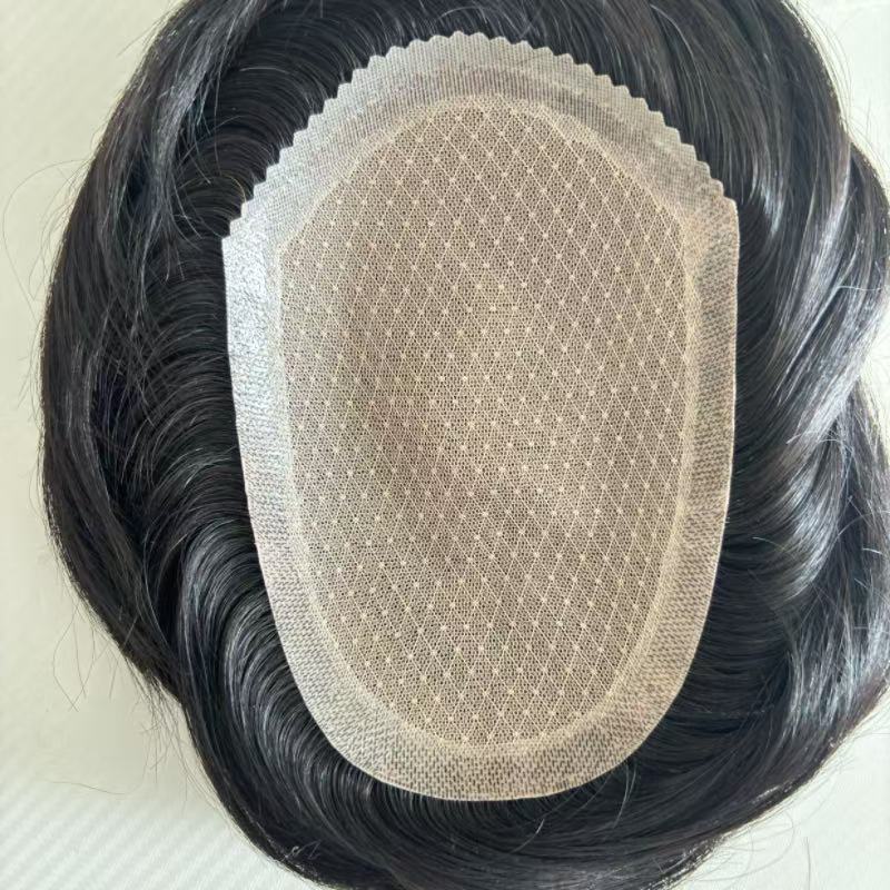 Men's Breathable Hand Woven Blank Double Delivery Men's Wig