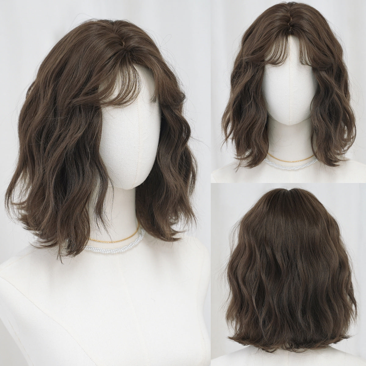 Women's Egg Roll Water Ripple Bangs Artificial Natural Fluffy Wig Short Curly Hair