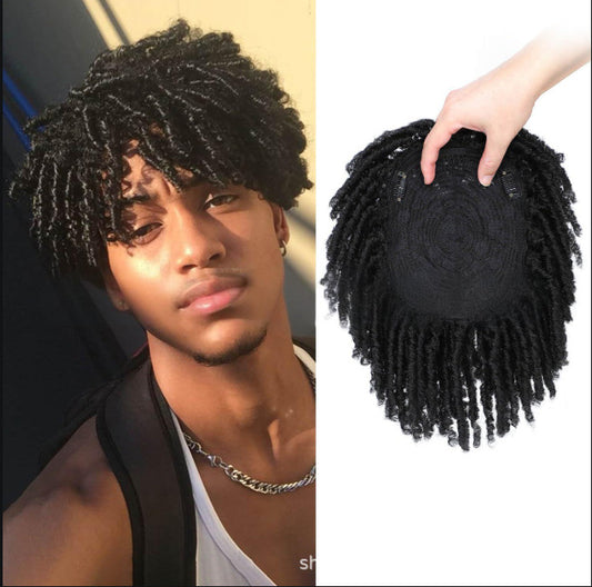 Fiber Small Roll Black African Dreadlocks Men's Wig