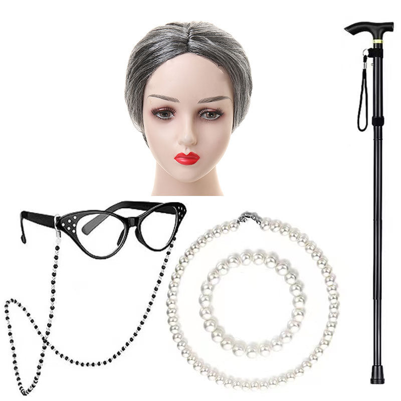 School Day Grandma Sheath Halloween Grandpa Cos Wig