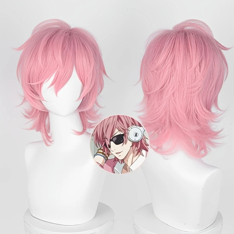 Lily Bucket Pink Short Hair Fiber Cos Wig