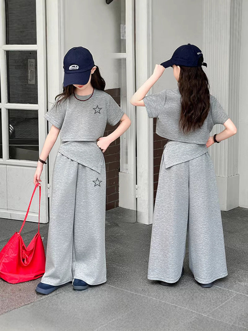Children's Set Two-piece Korean Fashion Simple Style Five-pointed Star Children's Suit