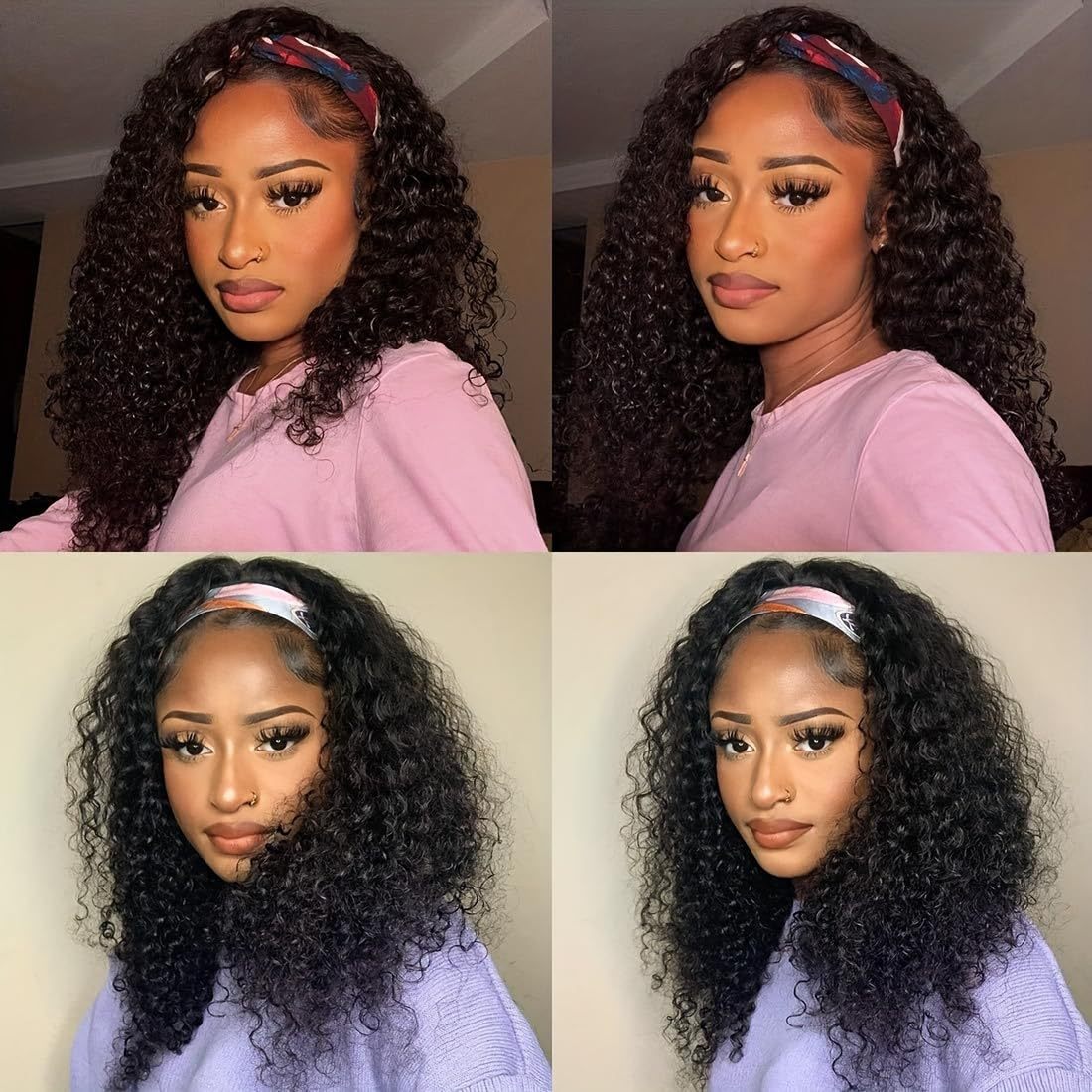 Women's African Fashion Black Hand Wrapped Small Roll Ice Wig Long Curls