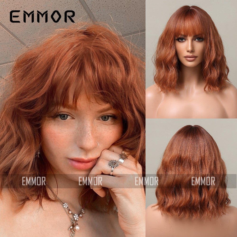 Female Cute Style Golden Short Curly Hair Matte Fiber Full Wig Long Curls
