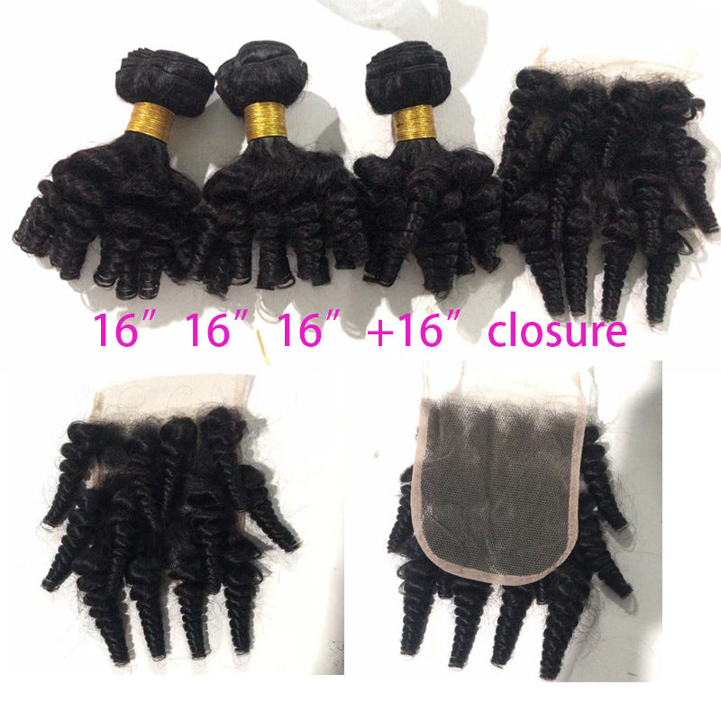 Bouncy Curly Weave Bundles Brazilian Human Real Hair Wig
