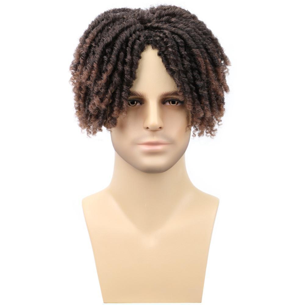 Fiber Small Roll Black African Dreadlocks Men's Wig